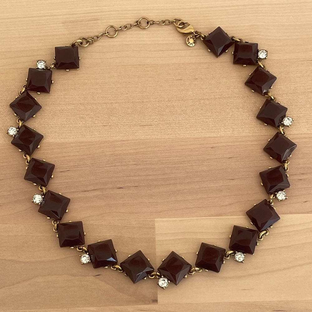 JCrew Statement Necklace Deep Purple with Diamond Accents